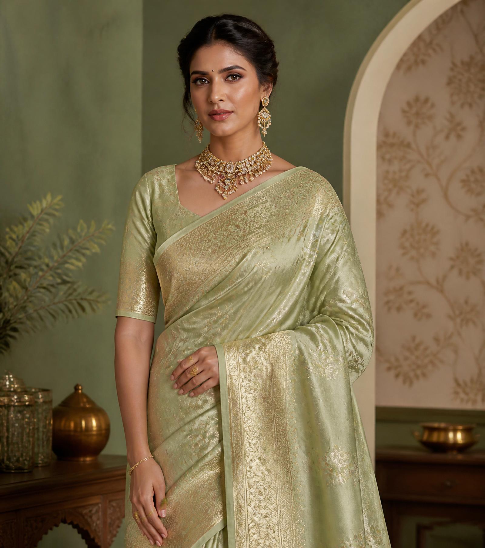 Ivory Kanchipuram Pattu Saree
